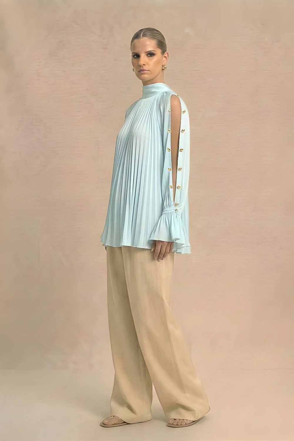 Silk shirts blue halterneck blouse