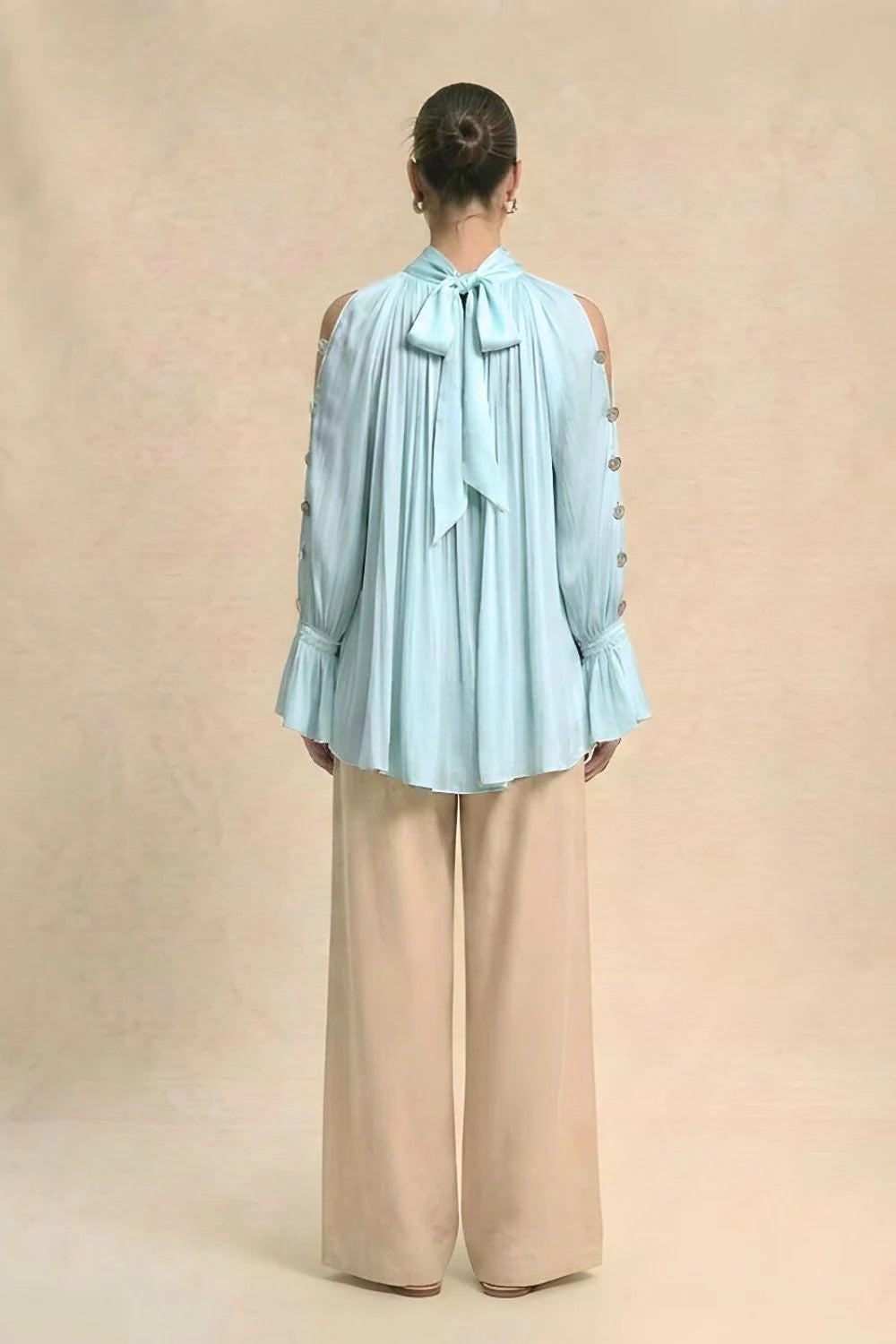 Silk shirts blue halterneck blouse