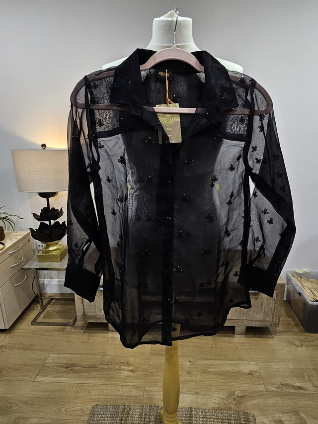 Black embellished shirt