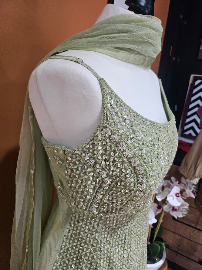 Pista green sharara set