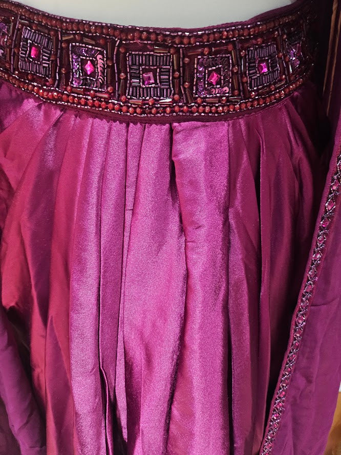 Wine embellished dhoti skirt cape set