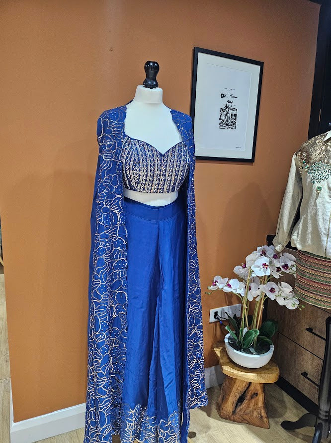 Blue pant cape set