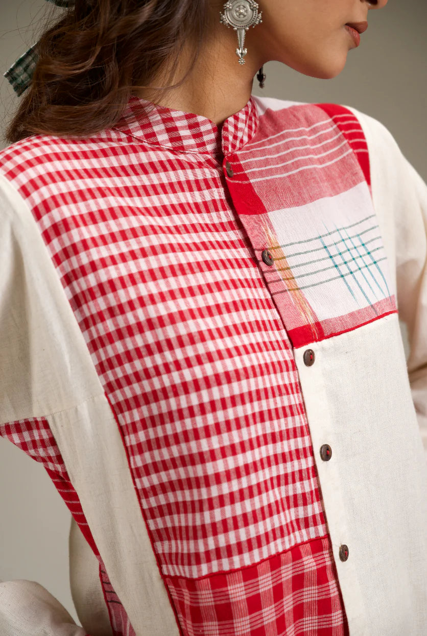 Kiran linen check shirt dress