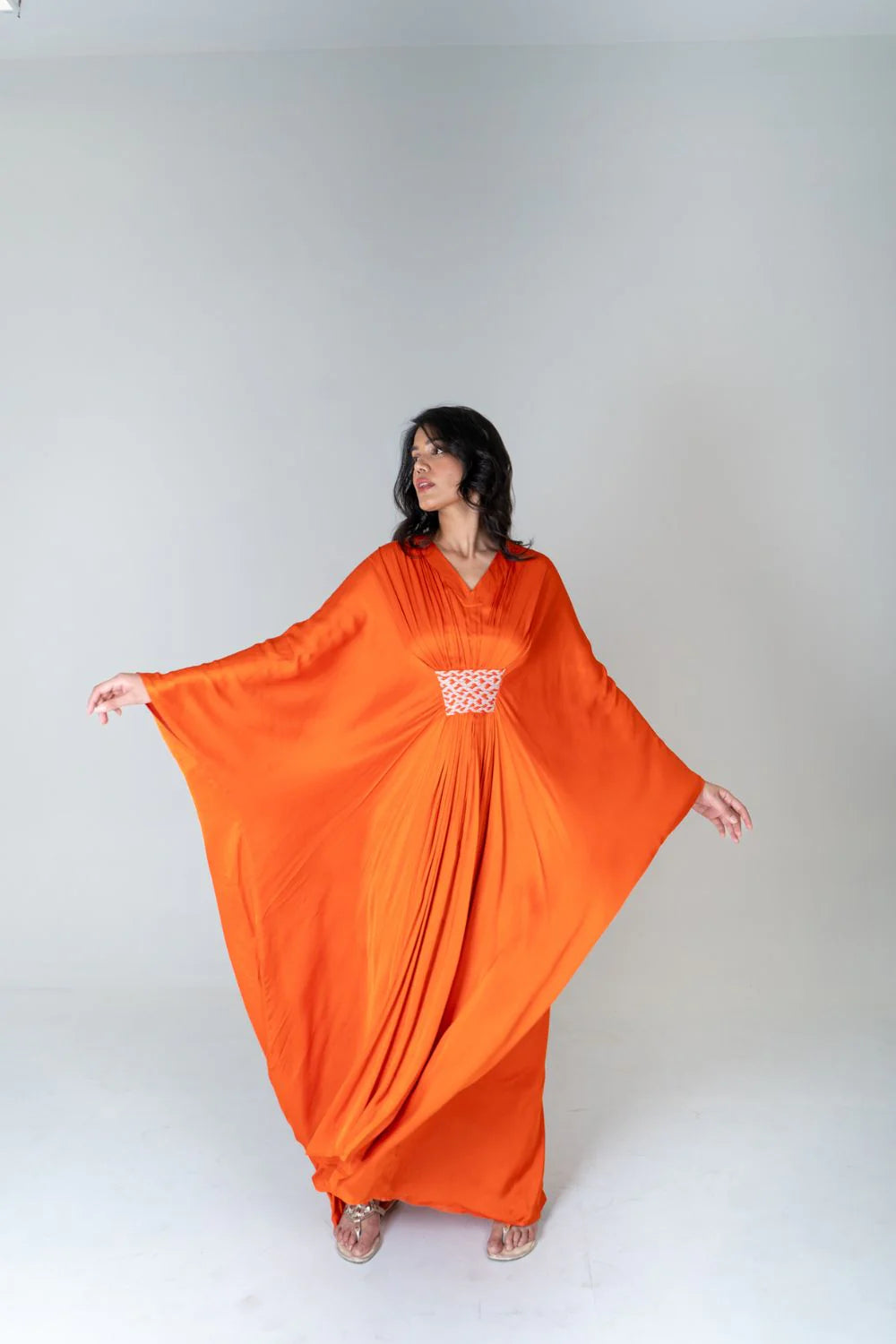 Orange braided long kaftan
