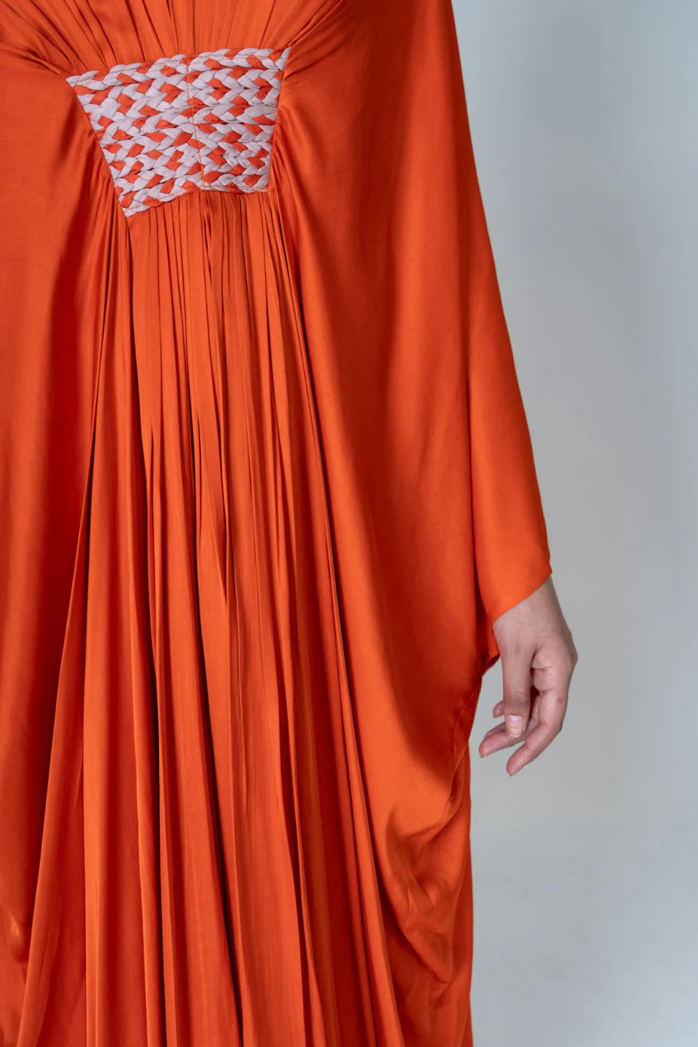 Orange braided long kaftan