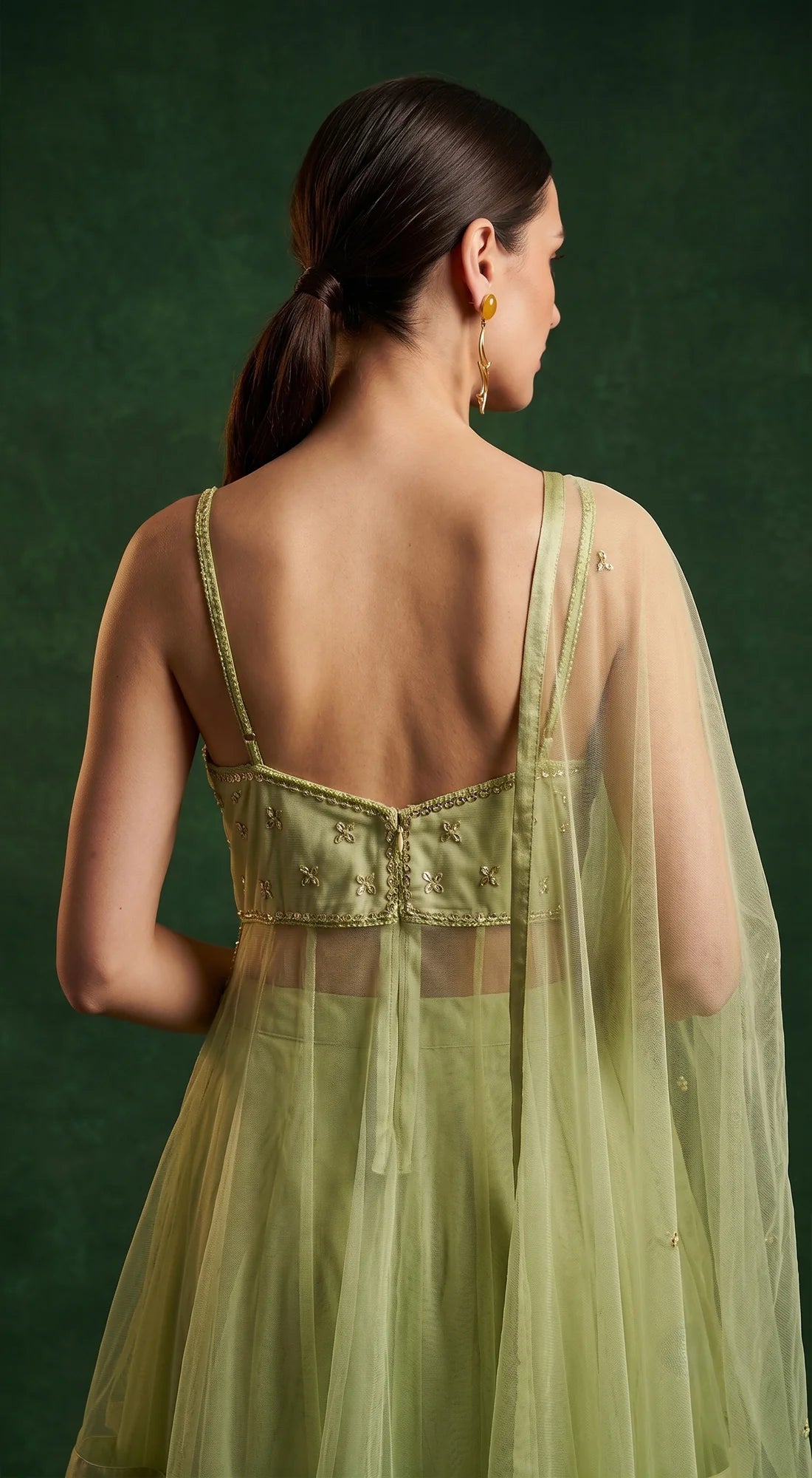 Pista green sharara set