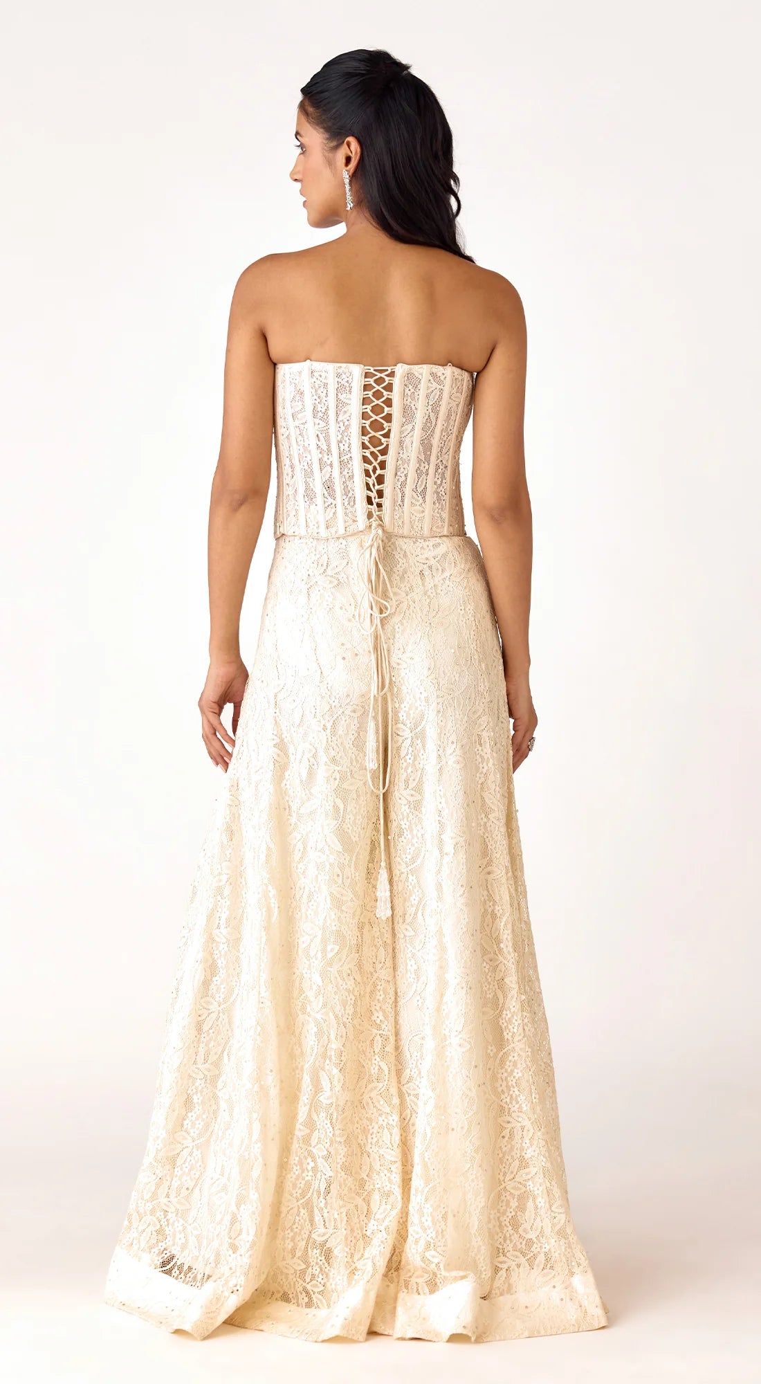 Ivory pearl corset pant set