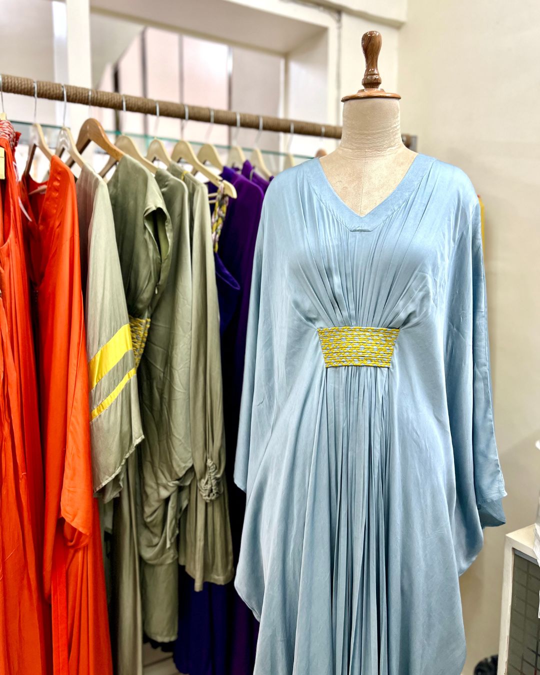 Mustard braided long kaftan