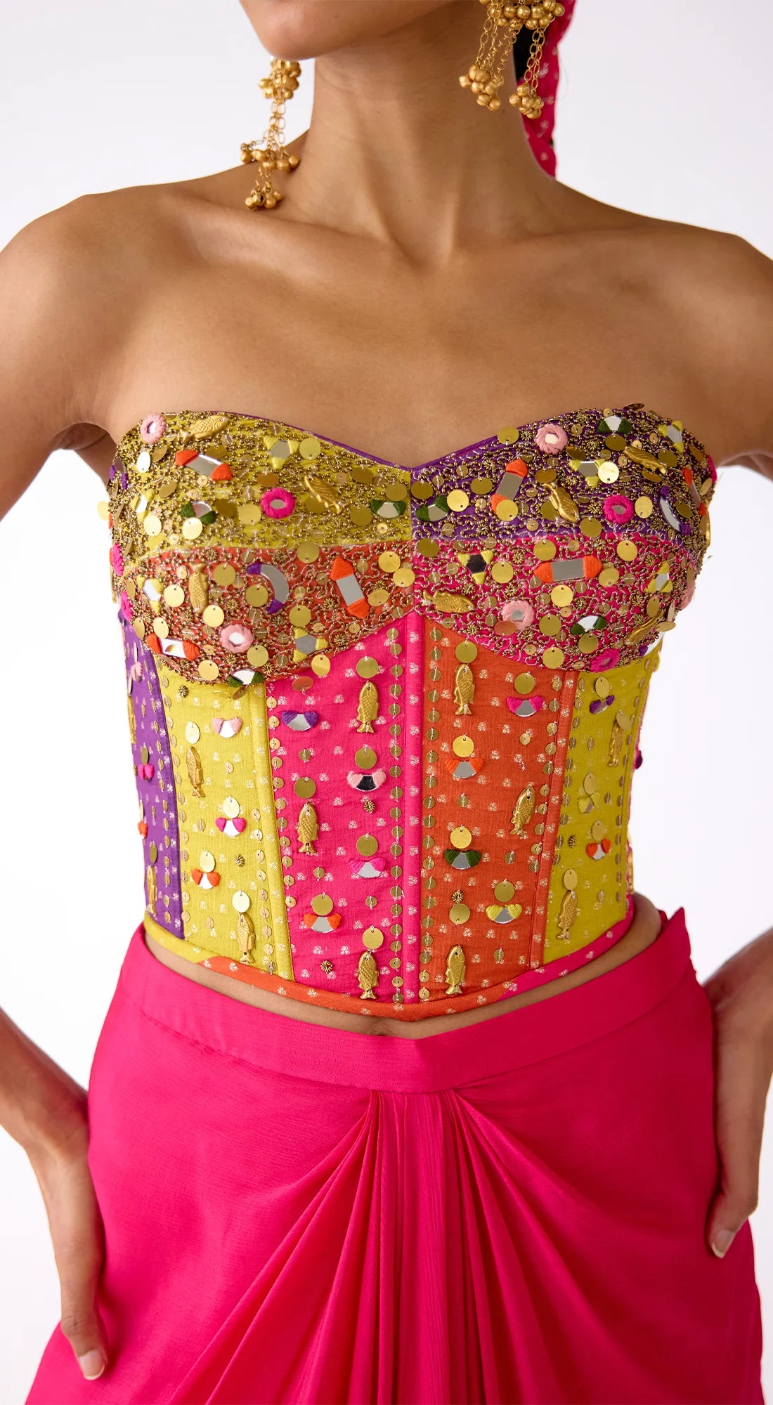 Hot pink corset skirt set