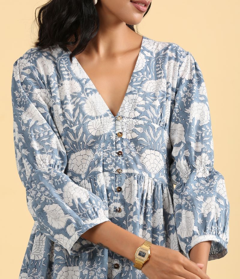 Flamingo grey blue dress