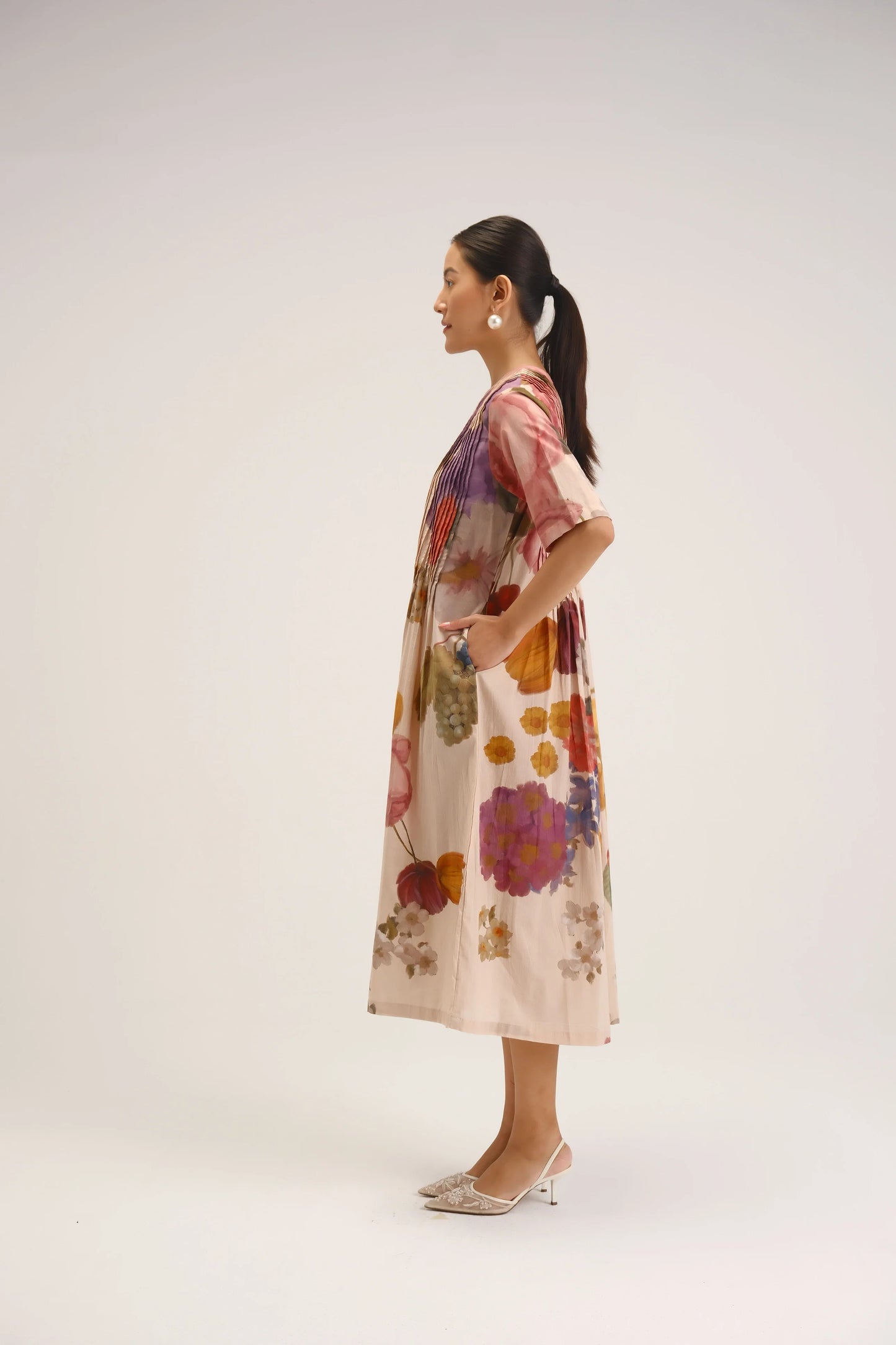 Cherimoya pintuck dress