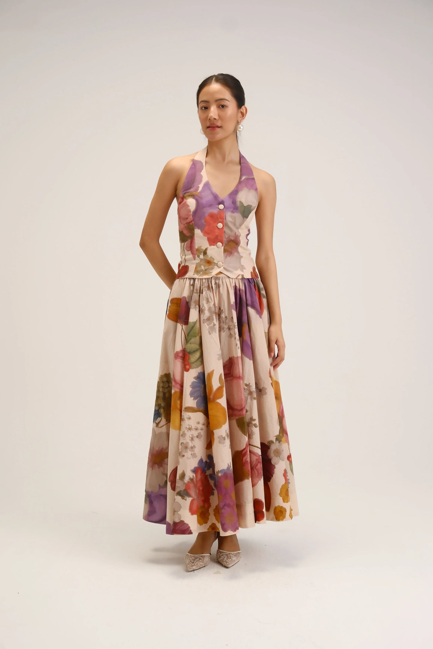 Cherimoya waistcoat skirt set