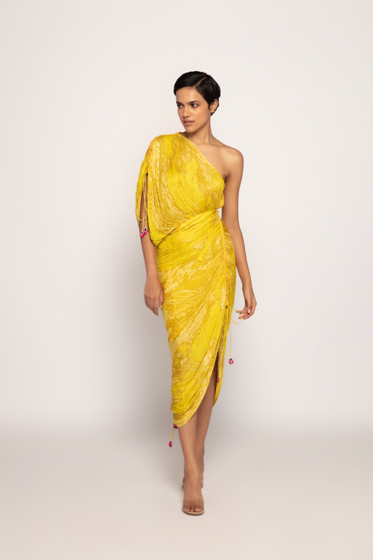 Yellow bandhani dress