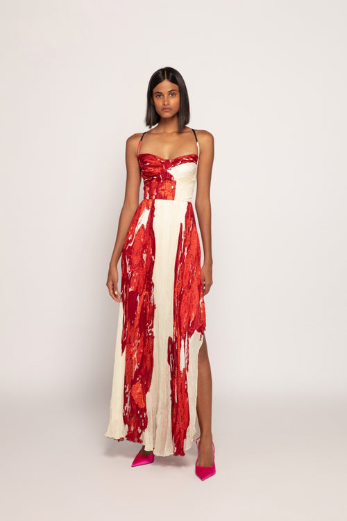 Load image 1 in gallery view. Bandhani red dress