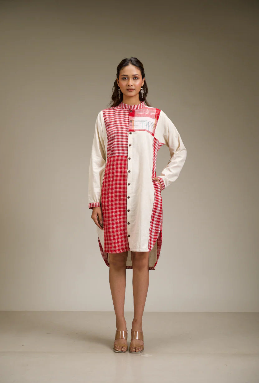 Kiran linen check shirt dress