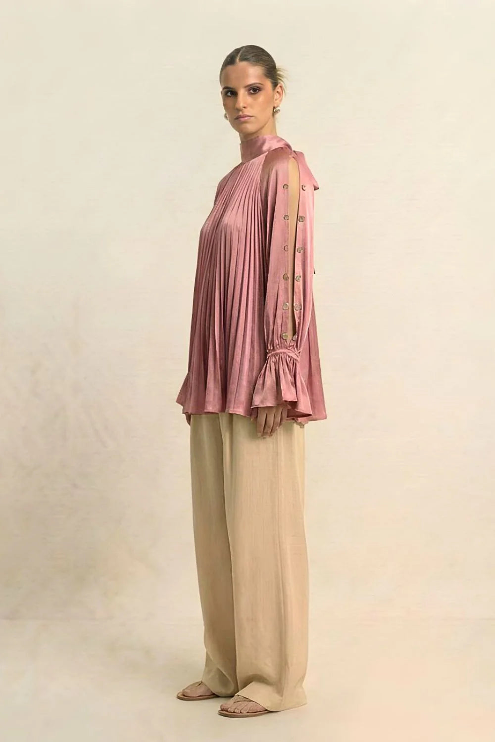 Silk shirts brick red halterneck blouse