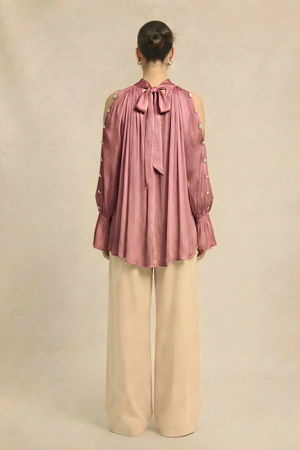 Silk shirts brick red halterneck blouse
