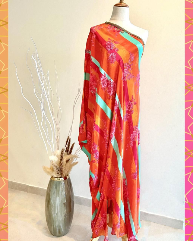 Emily orange offshoulder dress maxi