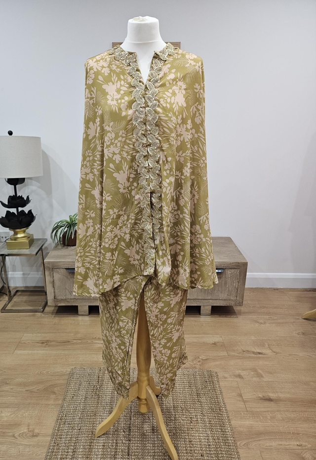 Olive green cape pant set