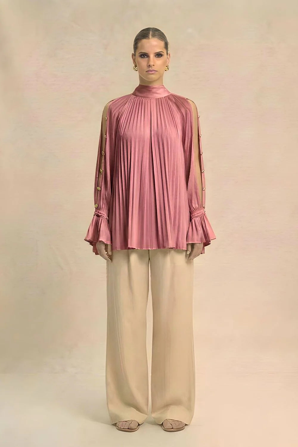 Silk shirts brick red halterneck blouse