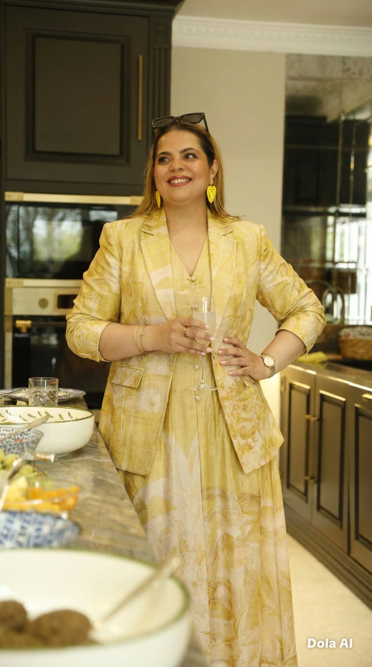 Mist blue & Olive dress & blazer set