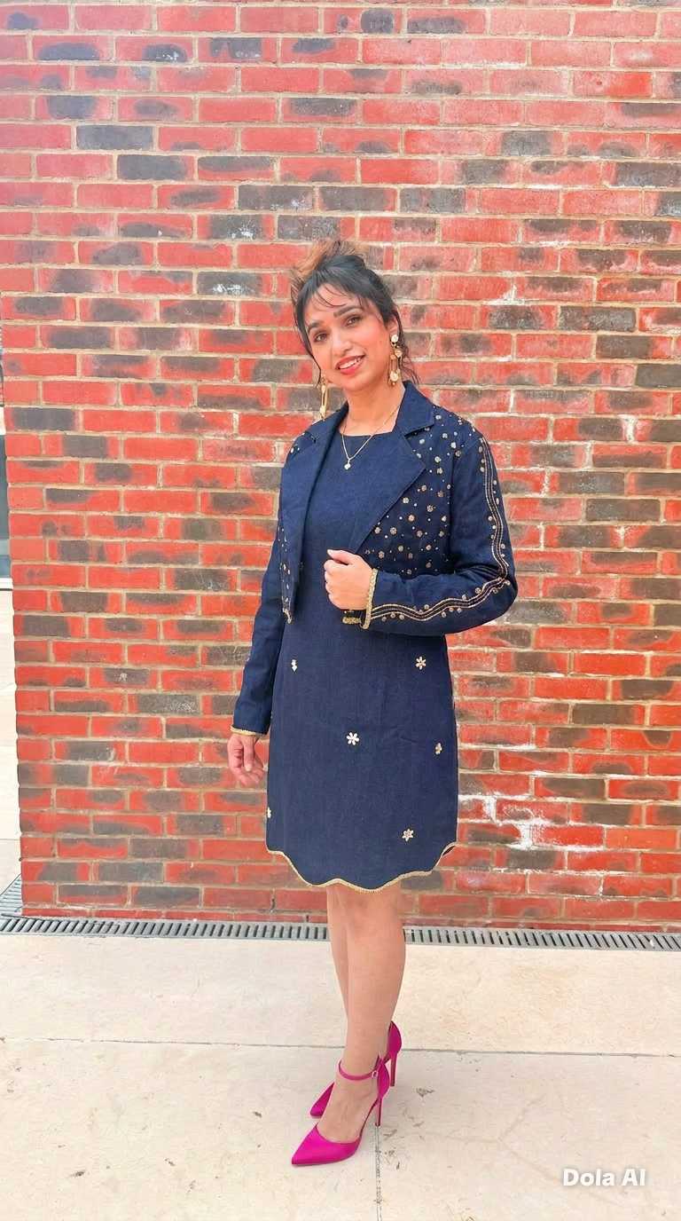 Kinari denim embellished dress