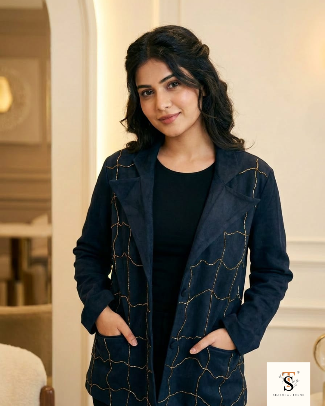 Bella suede office party blazer