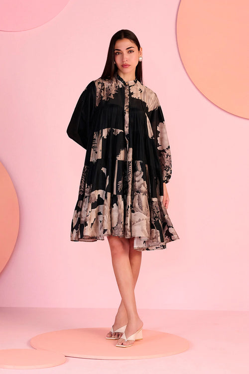 Load image 1 in gallery view. Black Elara short dress