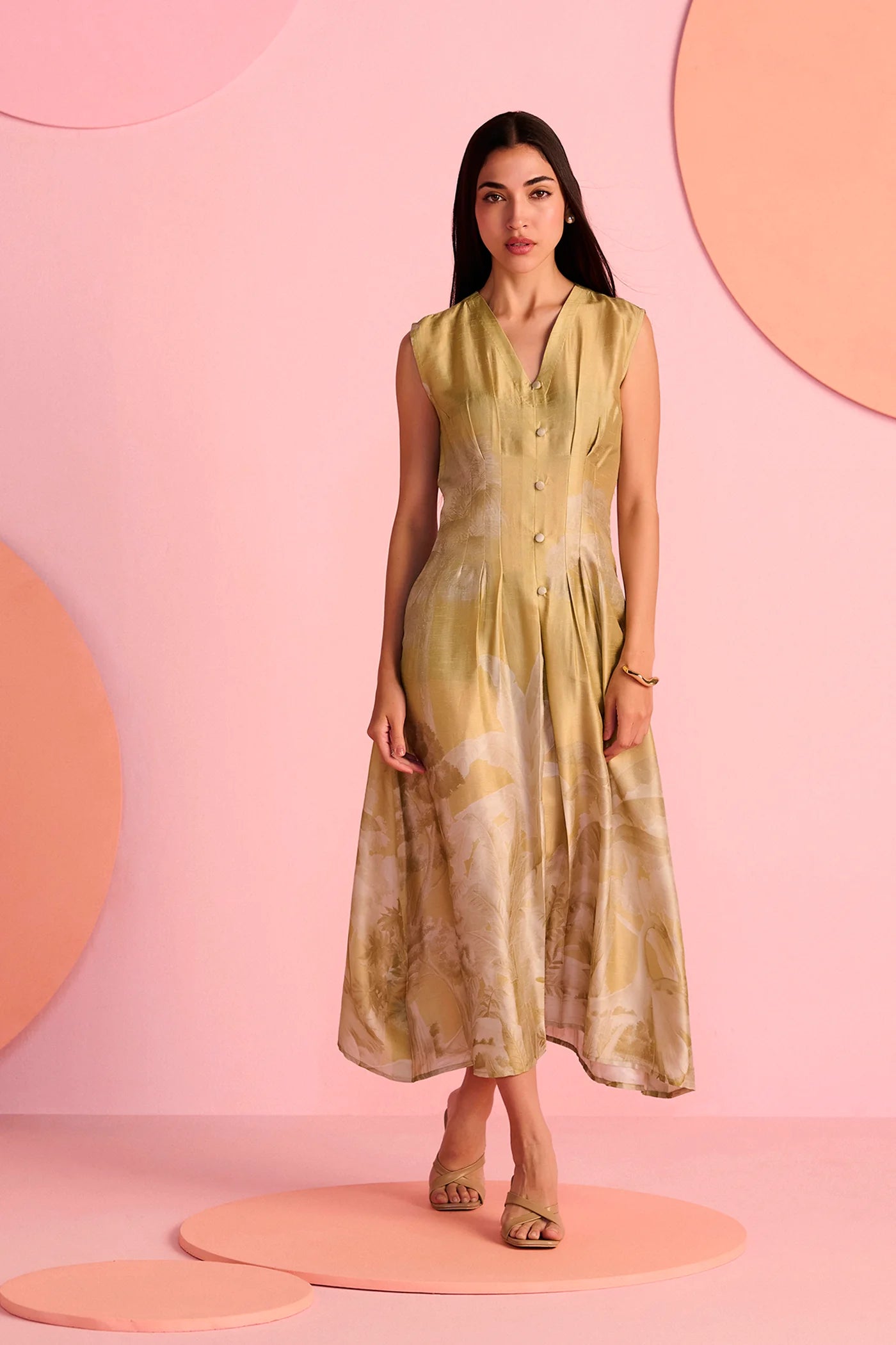 Mist blue & Olive dress