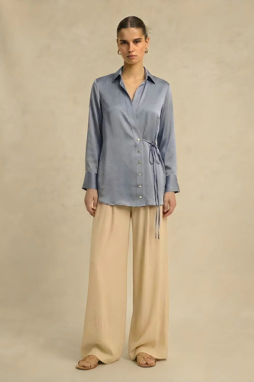 Silk grey wrap blouse