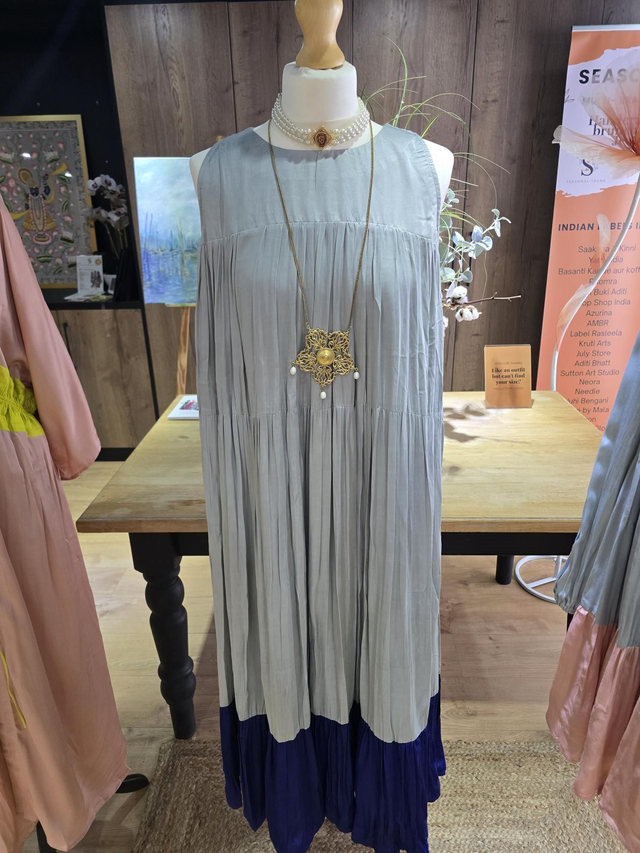Grey blue halter dress