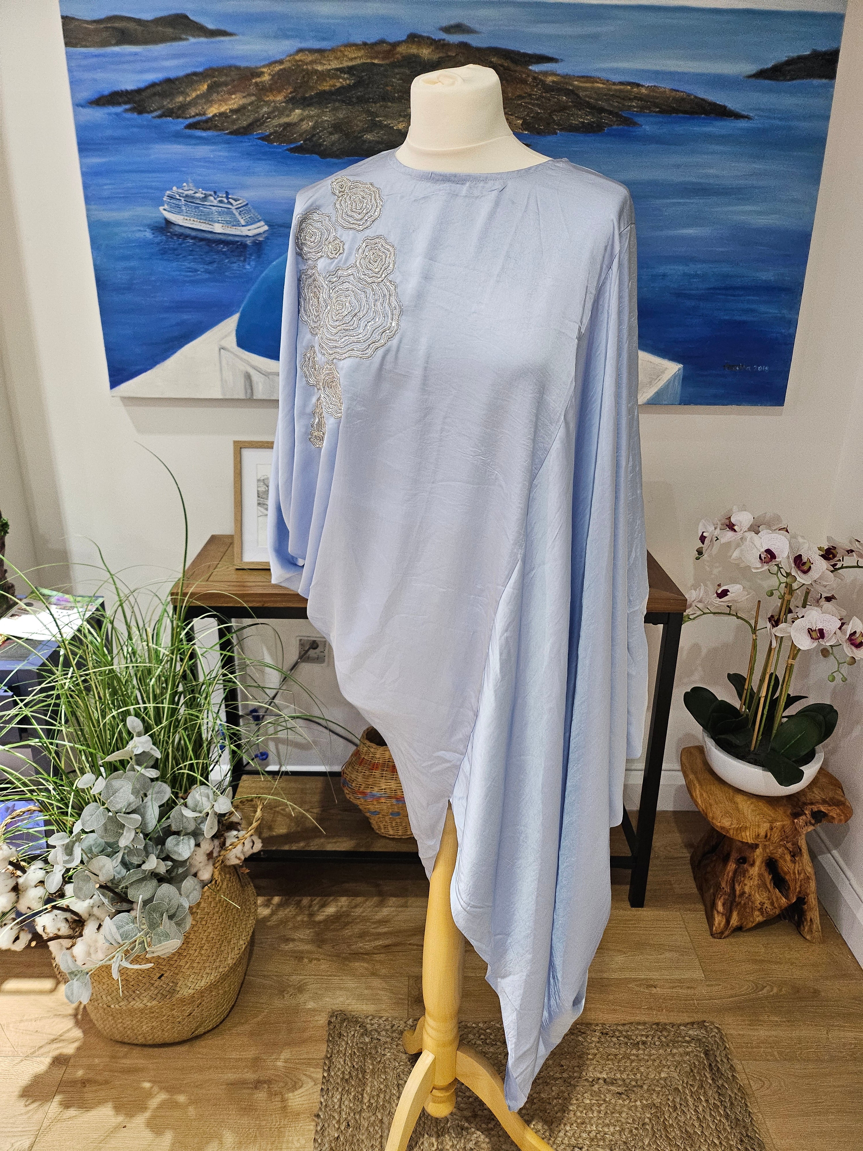 Asymmetrical tunic blue