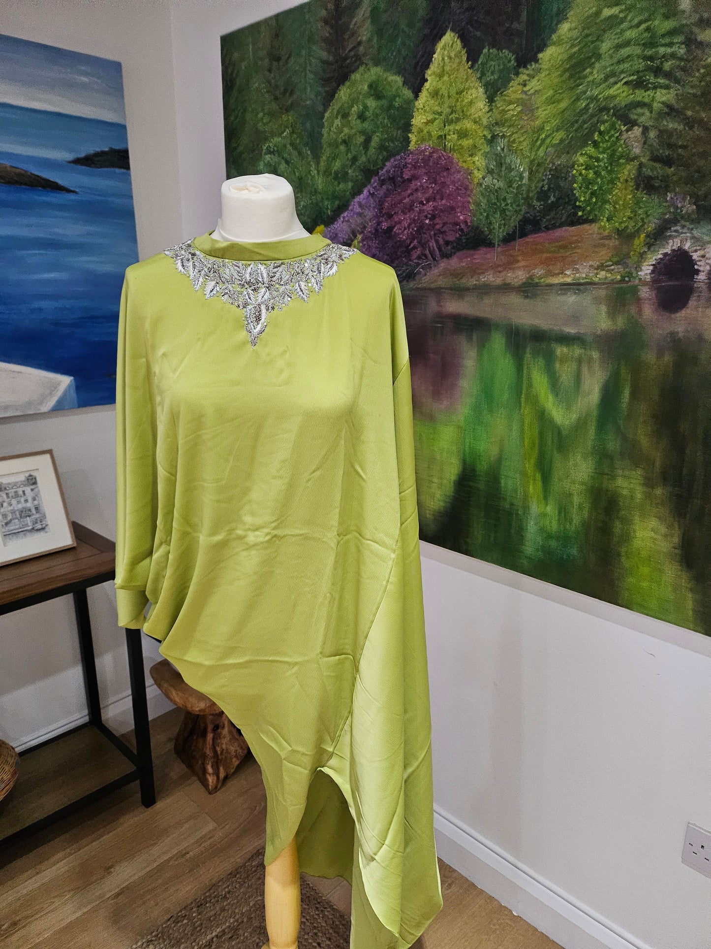 Embroidered drape tunic