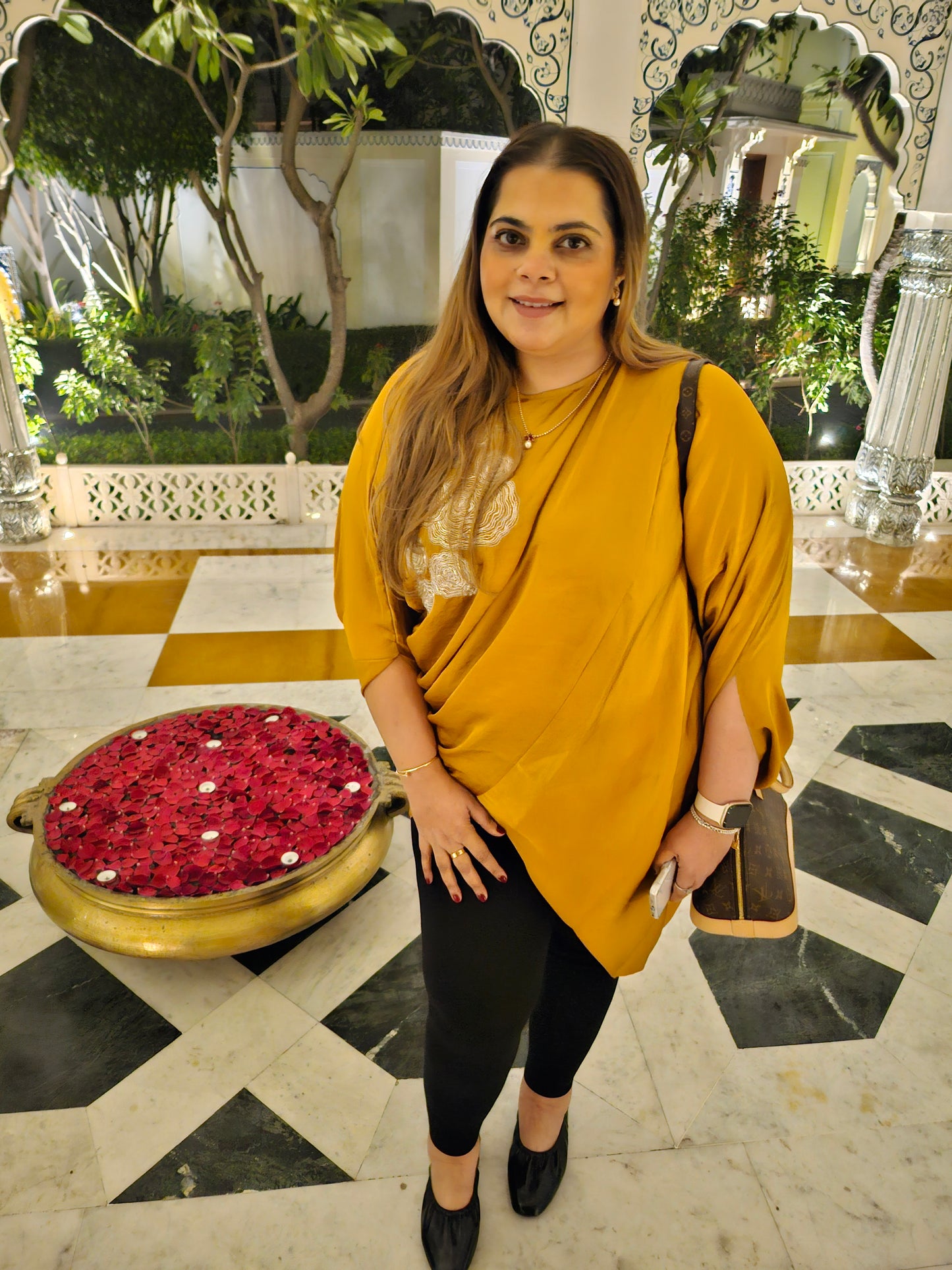Embroidered drape tunic