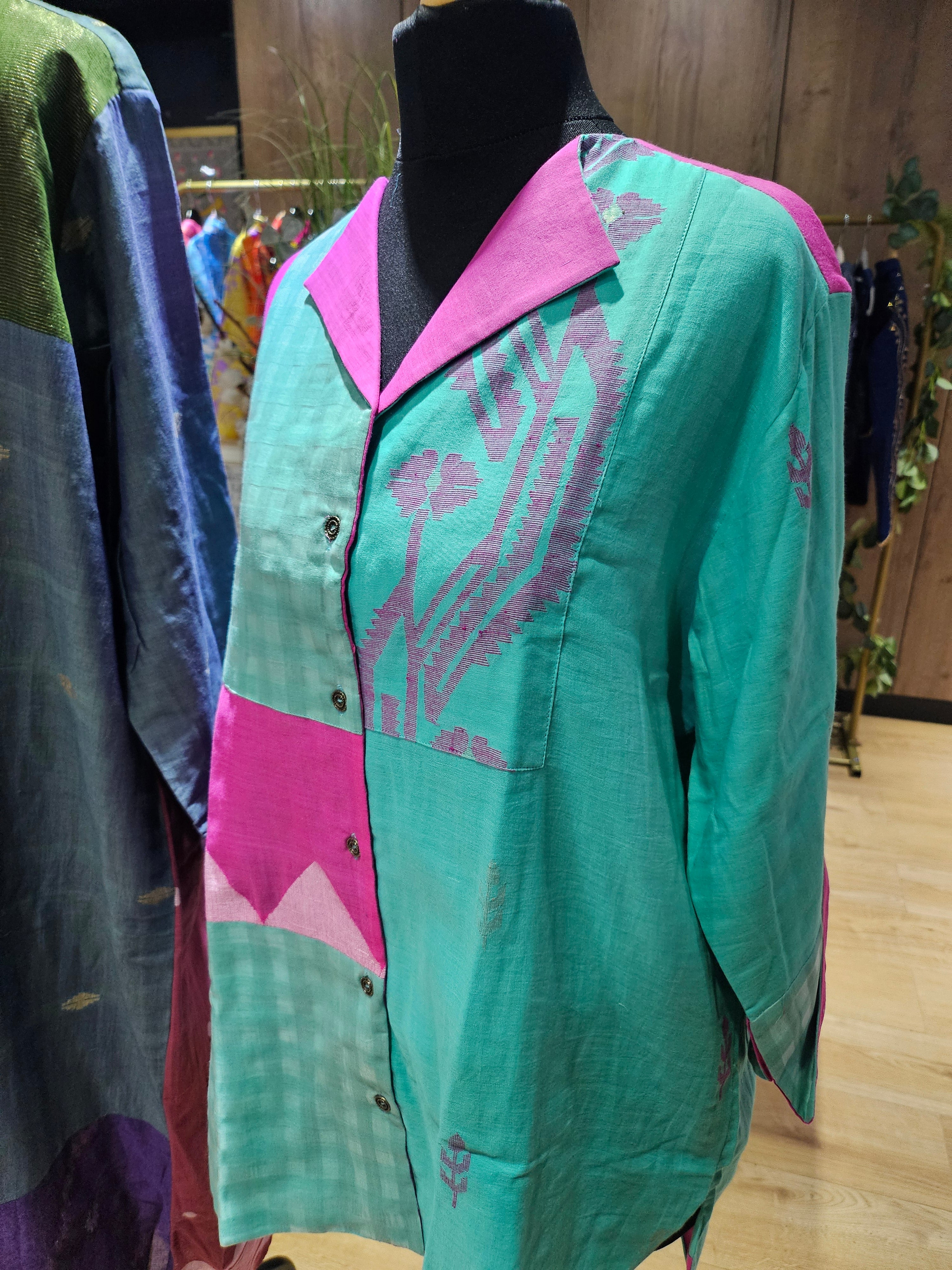 Turquoise patch shirt