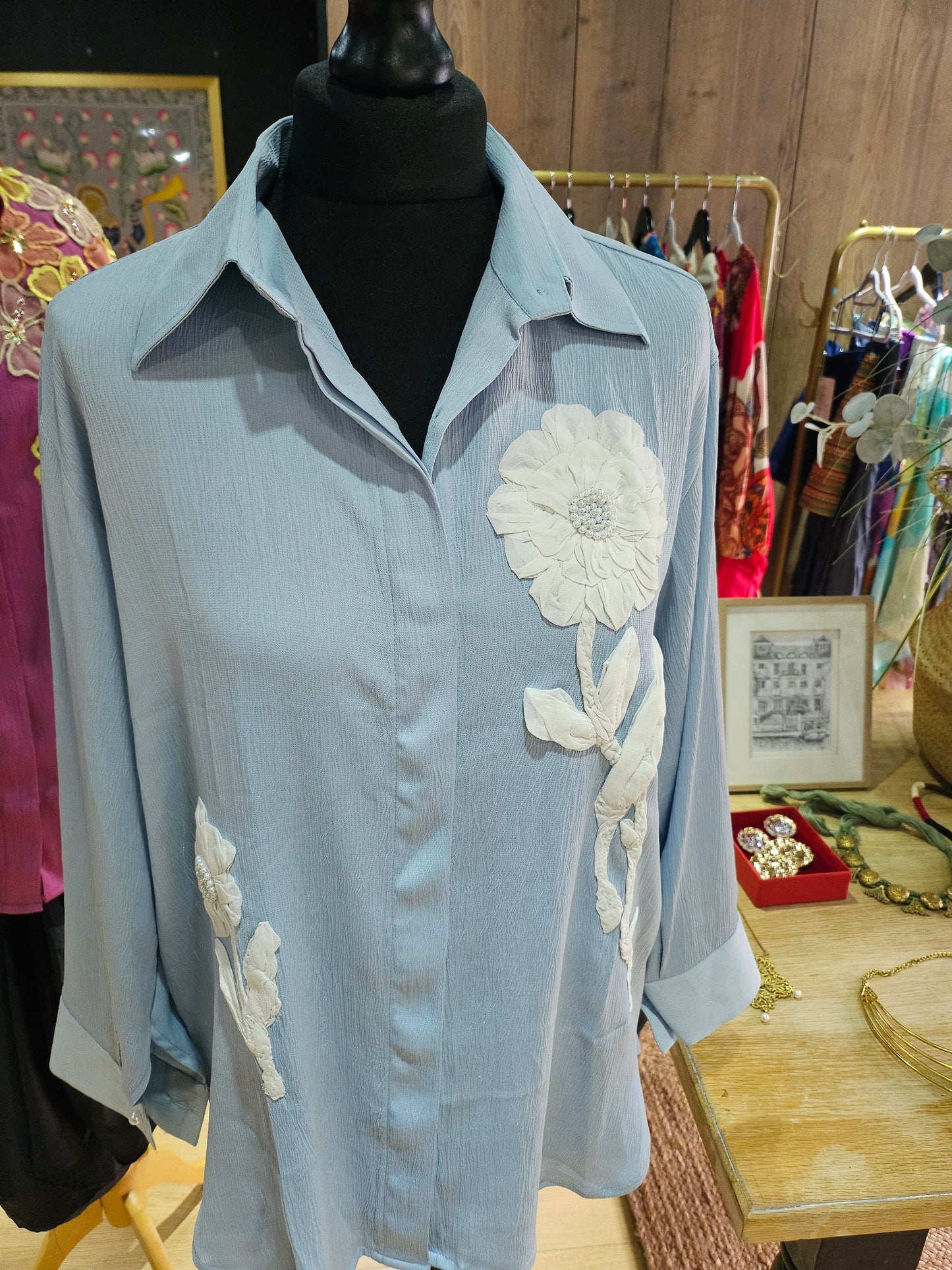 Duapearl floral shirt