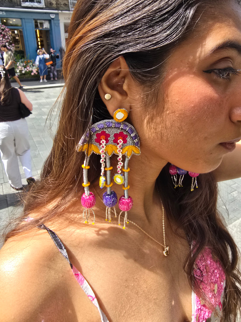 Three drop earrings