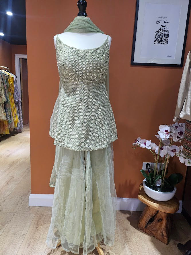 Pista green sharara set