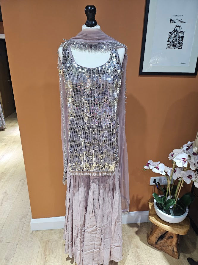 Light pink sequin sharara set