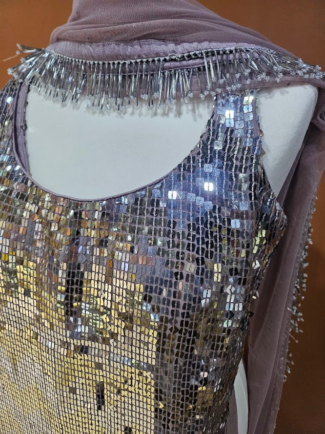 Light pink sequin sharara set