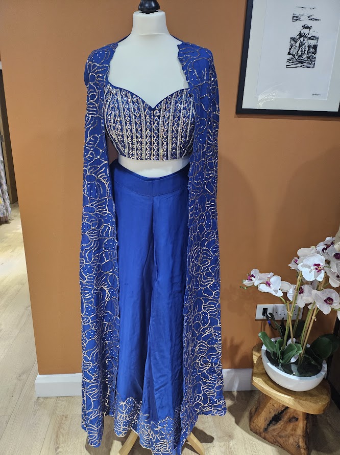 Blue pant cape set