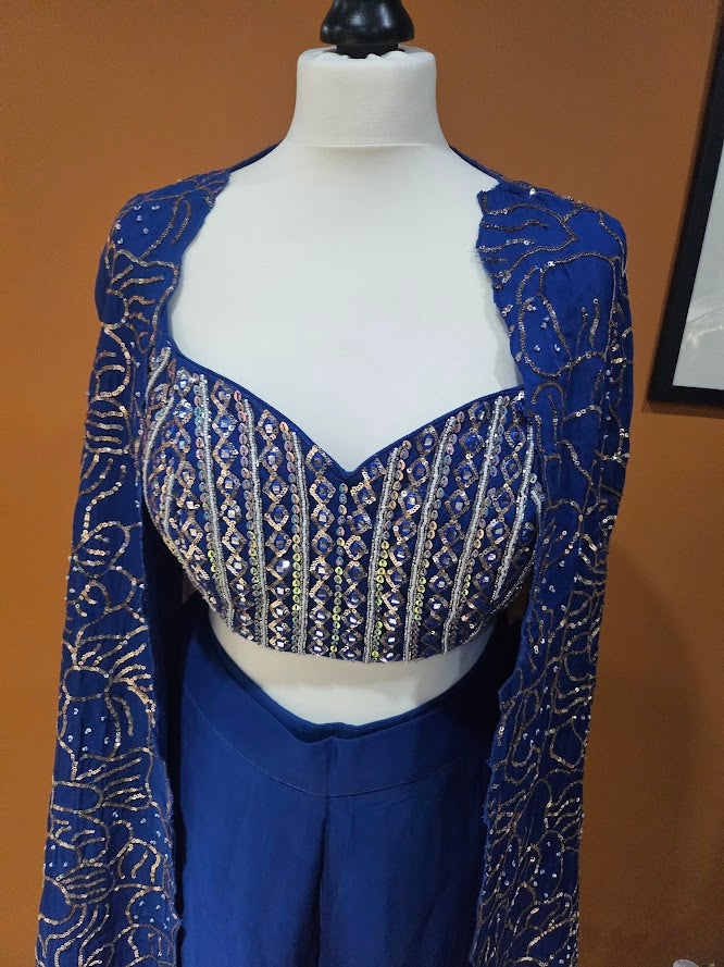 Blue pant cape set