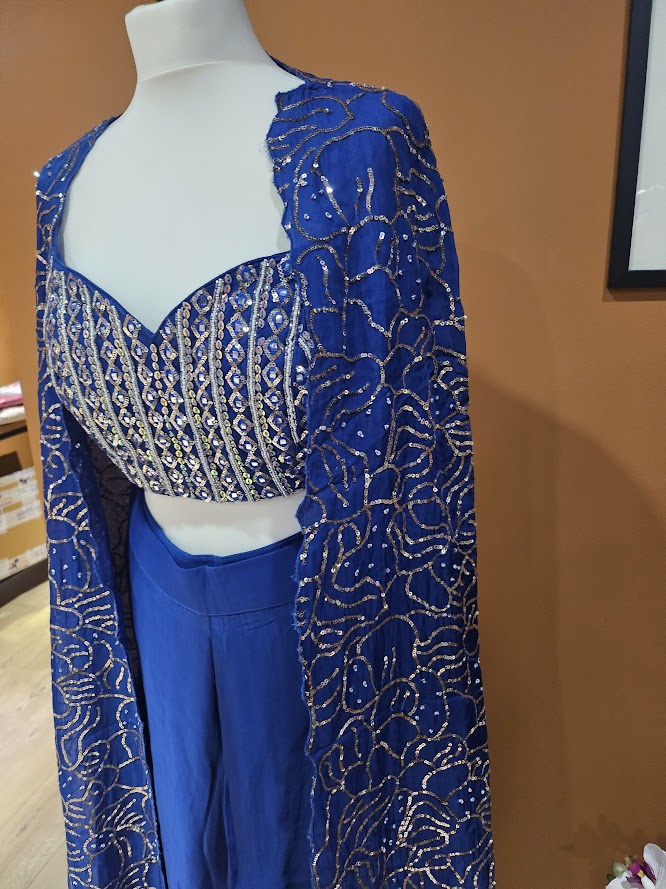 Blue pant cape set