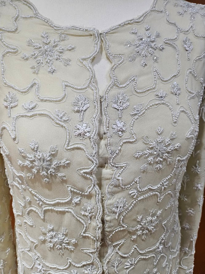 White pant & top sequin set