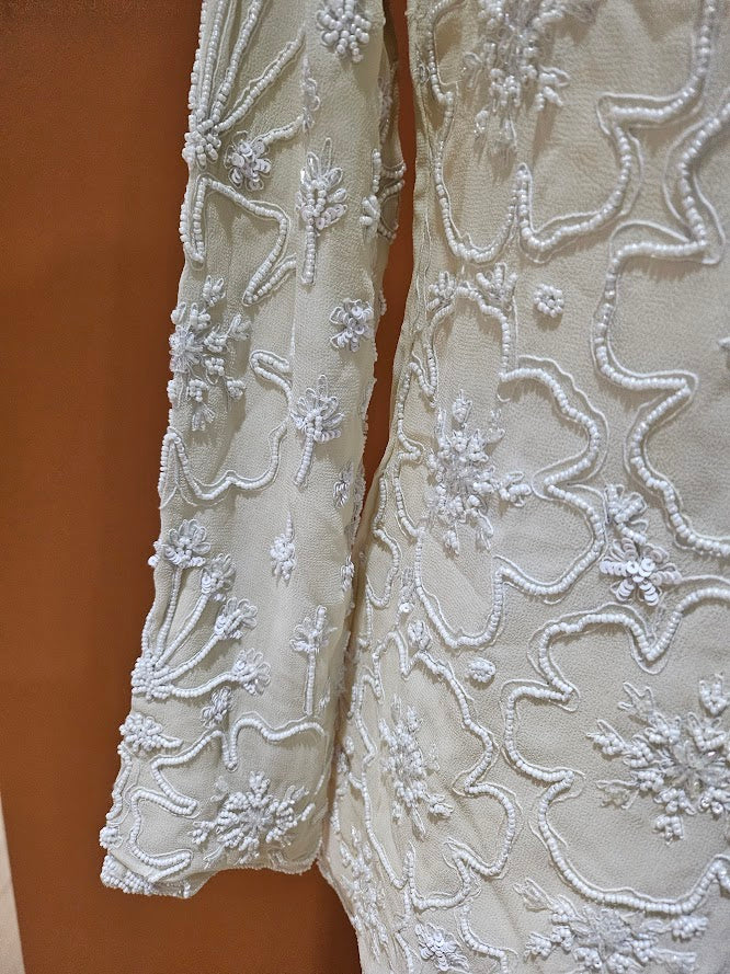 White pant & top sequin set