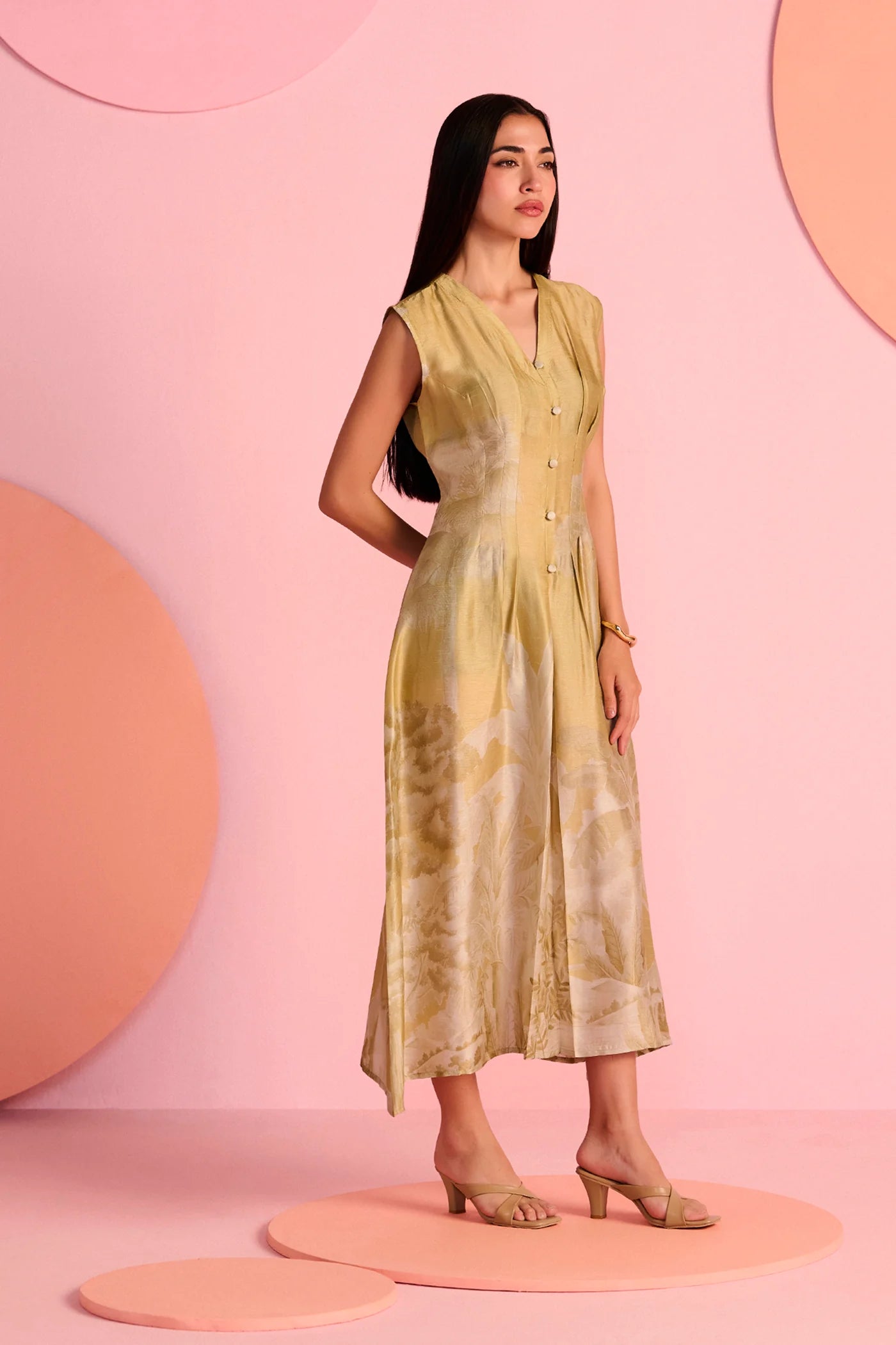 Mist blue & Olive dress