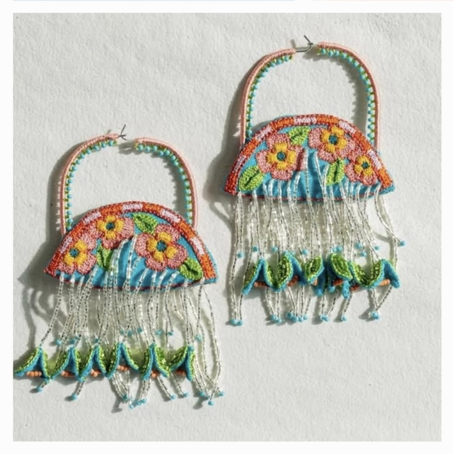 Bali Jelly fish earrings blue