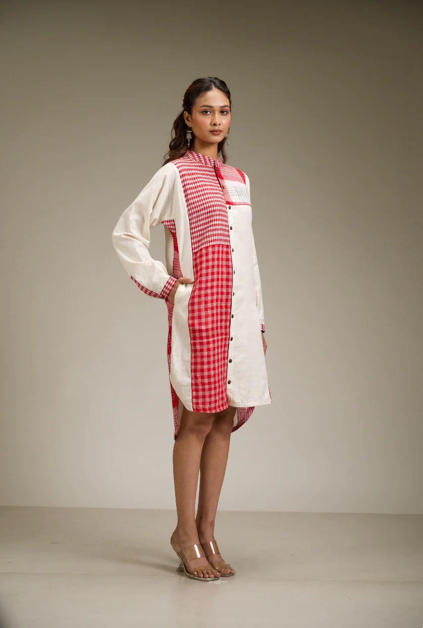 Kiran linen check shirt dress