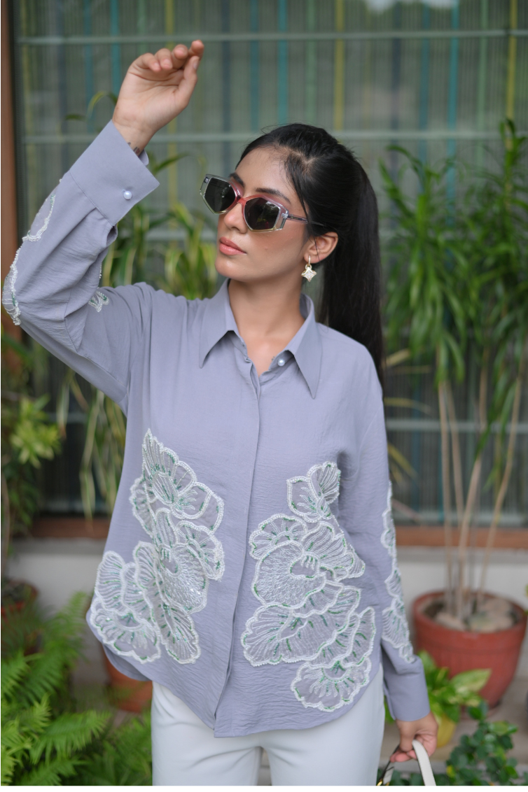 Threaded pearl shirt