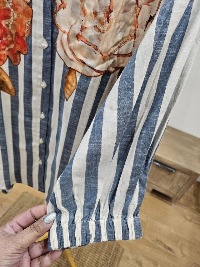 Stripe applique shirt blue